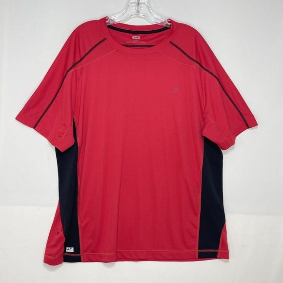 Fila Sport Men Size 2XL Short Sleeve Performance Tee Red And Black - Picture 12 of 16